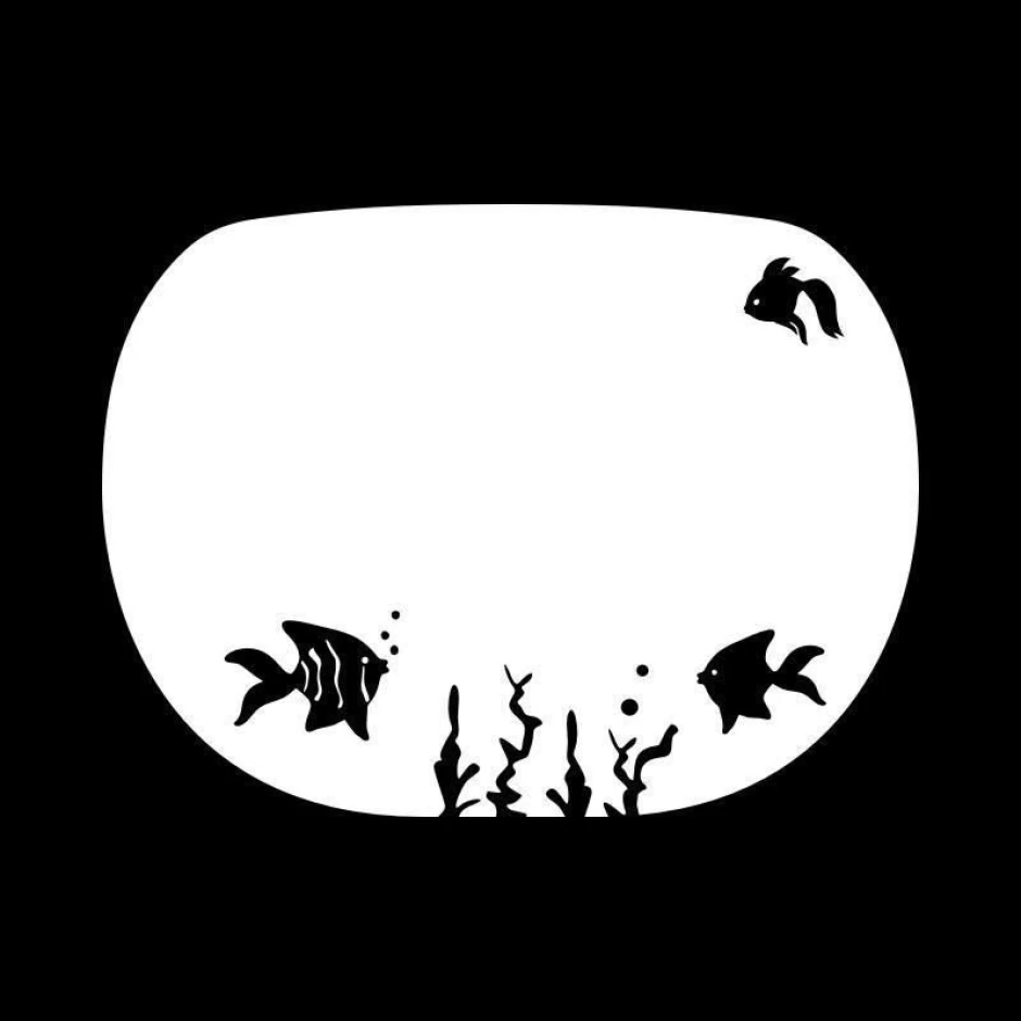 Dry-erase board 061 aquarium - Graphic design featuring an aquarium shape with fish and aquatic plants.