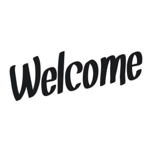 Painting template 02X 19 welcome 1699 - Graphic design with cursive letters forming the word Welcome.