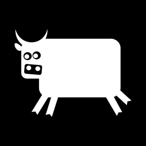 Dry-erase board 064 cow - Graphic design featuring a simple white cow silhouette on a black background.