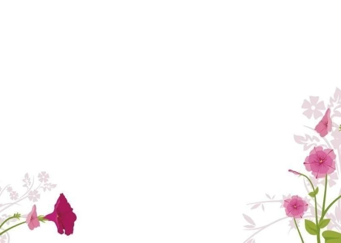 Dry-erase board 01X 041 flowers - Graphic design with pink flowers and delicate leaves on a white background.