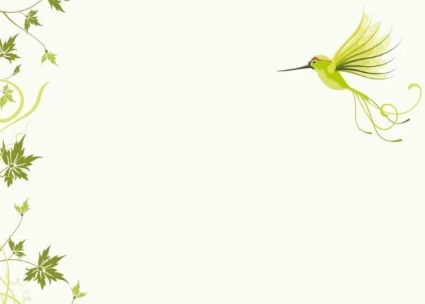 Dry-erase board 01X 063 hummingbird - Graphic design featuring a hummingbird in green shades with leaves.