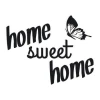 Painting template 02X 13 home sweet home 1720 - Graphic design with text in various styles and a butterfly.