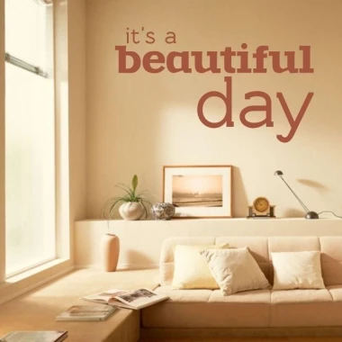 Painting template 02X 16 its a beautiful day 1737 - Living room arrangement. Light-colored walls, neutral furniture.