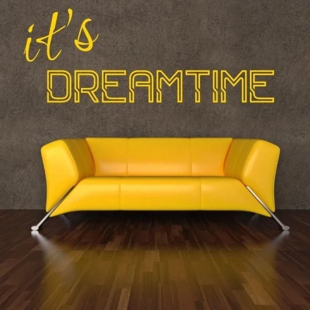 Painting template 02X 19 its dreamtime 1733 - Living room setup. Gray-brown walls, wooden floor.