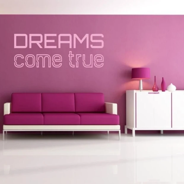 Painting template 02X 19 dreams come true 1736 - Living room setup. Purple wall, white sofa.