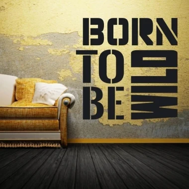Sticker 03X 16 born to be wild 1706 - Living room setup. Yellow walls, beige furniture.