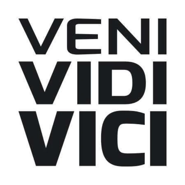 Sticker 03X 16 veni vidi vici 1705 - Graphic design. Large black letters on a white background.