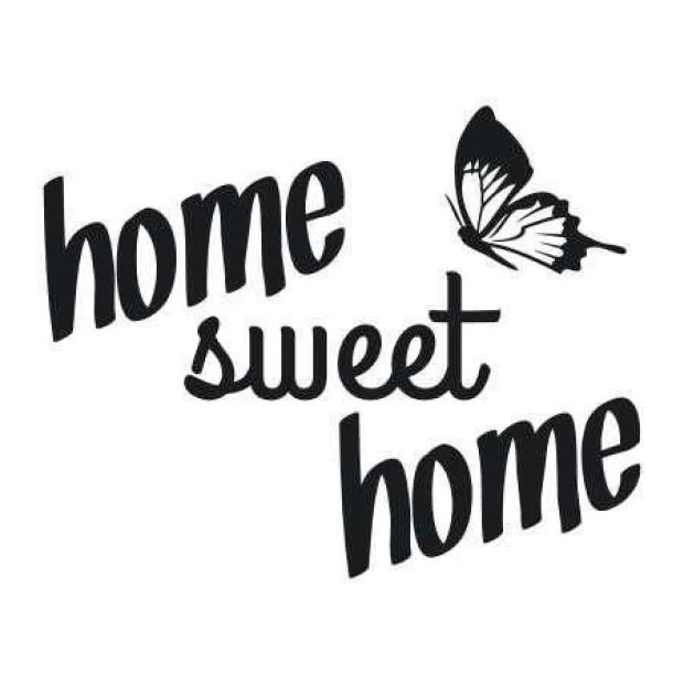 Sticker 03X 20 home sweet home 1720 - Graphic design with the text home sweet home and butterflies in various letter shapes.