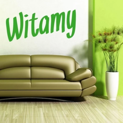 Sticker 03X 24 welcome 1702 - Living room setup. Green wall and brown sofa.