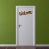 Sticker 03X 25 welcome 1699 - Entryway decor. Green wall, white door with Welcome text.