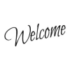 Sticker 03X 25 welcome 1701 - Graphic design. Welcome text in cursive style, black on a white background.