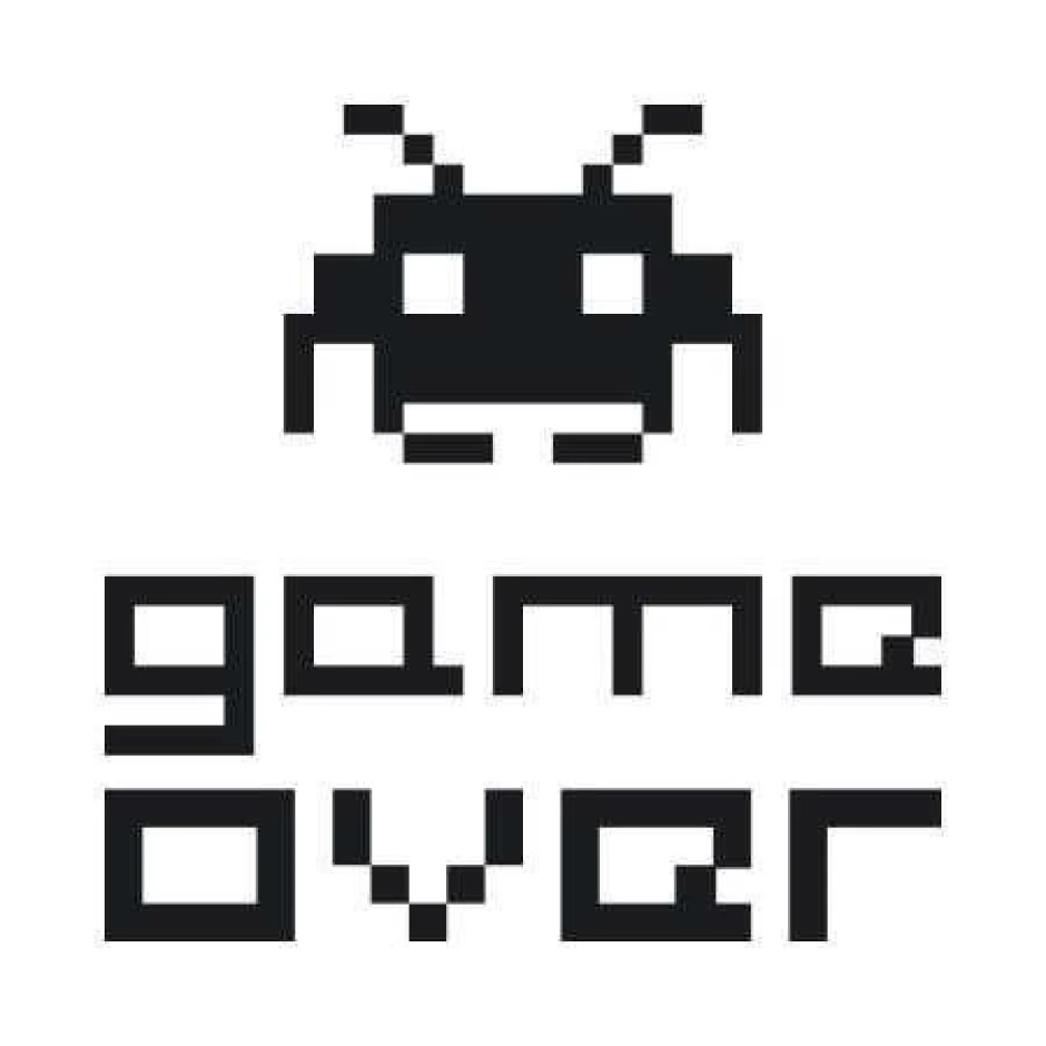 Sticker 03X game over 1717 - Graphic design featuring a stylized worm-like character and the text "game".