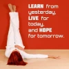 Sticker 03X 03 quote: learn from yesterday 1752 - Graphic design. Text in large white letters on a red background.