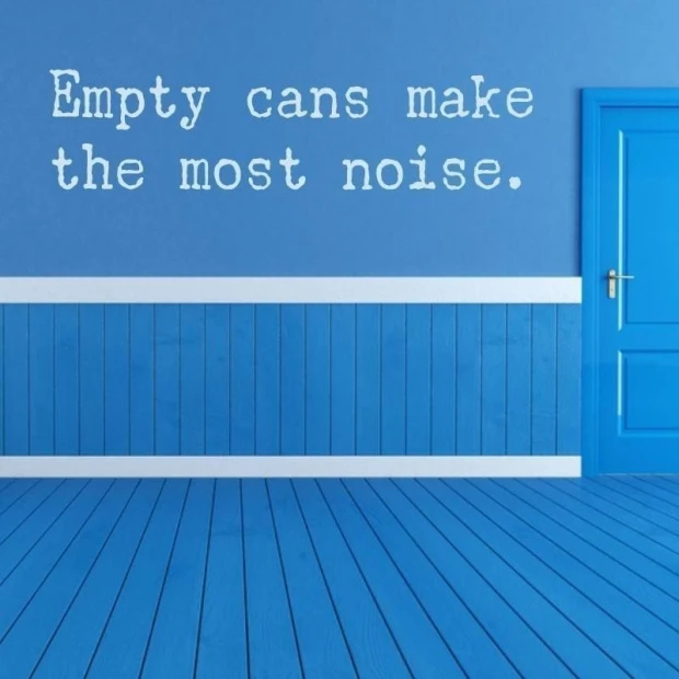 Sticker 03X 06 empty cans 1756 - Decor in a blue room with blue walls and white accents.