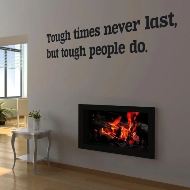 Sticker 03X 06 tough times 1755 - Styled in a living room with light walls, wooden floor, and modern furniture.