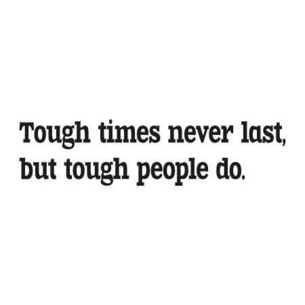Sticker 03X 06 tough times 1755 - Graphic design. Black text on a white background with a message about tough times.