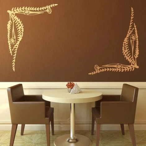 Sticker 03X 08 plant 1769 - Dining room decor. Brown walls, simple beige furniture.