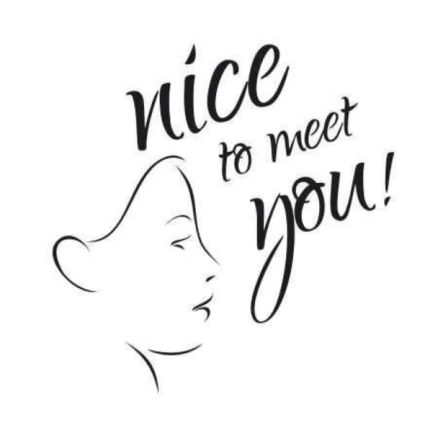 Sticker 03X 16 nice to meet you 1728 - Graphic design. Face outline with handwritten style text.
