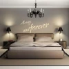 Sticker 03X 19 always and forever 1745 - Bedroom decor with gray-beige walls and a bed with light bedding.