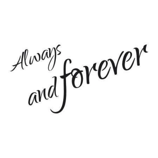 Sticker 03X 19 always and forever 1745 - Graphic design. Calligraphic text with words in various sizes.