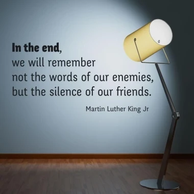 Sticker 03X 19 quote: in the end 1753 - Room decor. Light-colored wall, modern style lamp.