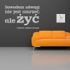 Sticker 03X 23 quote: proof of courage is 1747 - Living room decor. Dark wall, orange sofa.