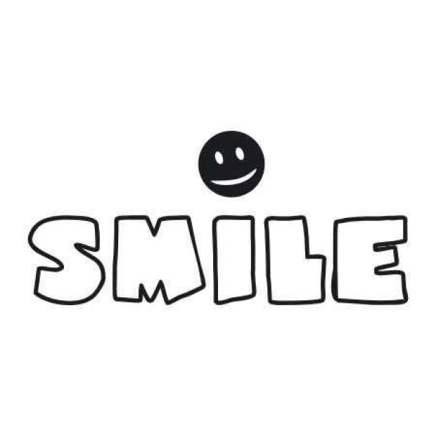 Sticker 03X 24 smile 1740 - Graphic design. Large letters forming the word SMILE with a smiling face.