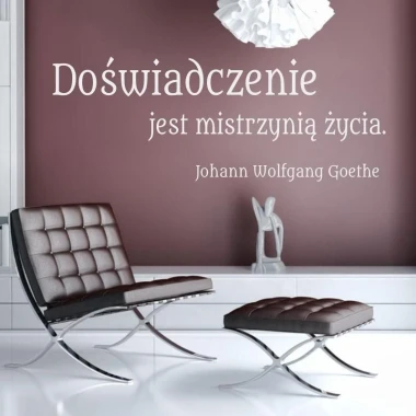 Sticker 03X 25 quote: experience is the master of life 1768 - Living room arrangement. Dark purple wall.