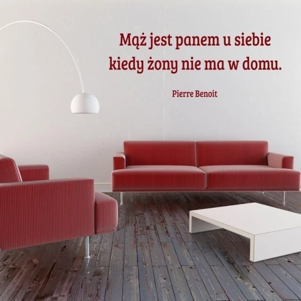 Sticker 03X 25 quote: husband is the master at home 1750 - Living room arrangement. Light-colored walls, furniture in shade.