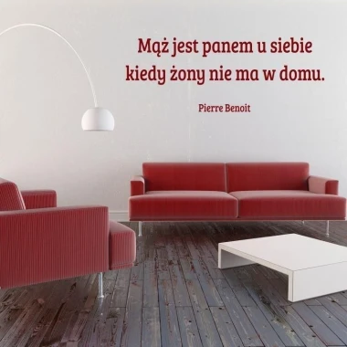 Sticker 03X 25 quote: husband is the master at home 1750 - Living room arrangement. Light-colored walls, furniture in shade.