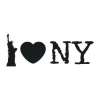 Sticker 03X 25 I love NY 1732 - Graphic design featuring the Statue of Liberty next to the I love NY text in various styles.