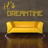 Sticker 03X 25 its dreamtime 1733 - Living room setup with gray-brown wall, wooden floor, and yellow sofa.