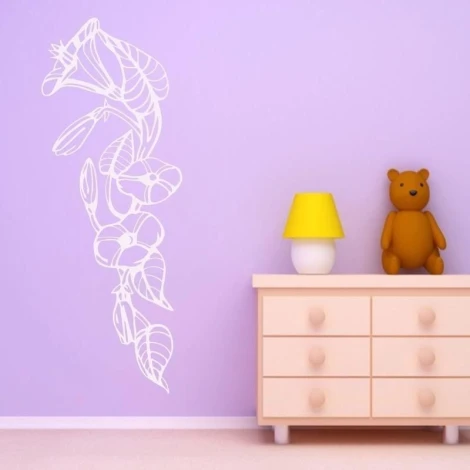 Sticker 03X 02 floral decorations 1780 - Decor for a child\'s room. Purple walls, light furniture.