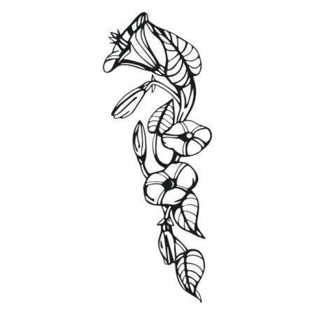 Sticker 03X 02 floral decorations 1780 - Black graphic design featuring flowers and leaves.