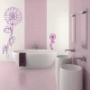 Sticker 03X 02 sunflower 1783 - Bathroom decor with pink and white walls.