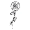 Sunflower sticker 03X 02 - Graphic design featuring a sunflower with a round center and long stem.