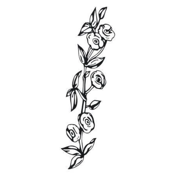 Sticker 03X 05 flowers 1774 - Graphic design featuring a vertical arrangement of a branch with flowers and leaves.