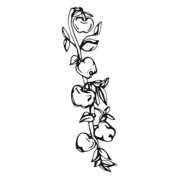 Sticker 03X 05 tomatoes 1782 - Graphic design featuring a vertical arrangement of tomatoes with leaves.