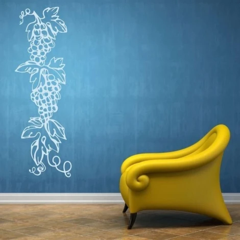 Sticker 03X 05 grapes 1775 - Room arrangement. Blue wall, modern yellow chair.