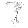 Sticker 03X 08 flower 1799 - Graphic design. Flowers and leaves in black outline on a white background.