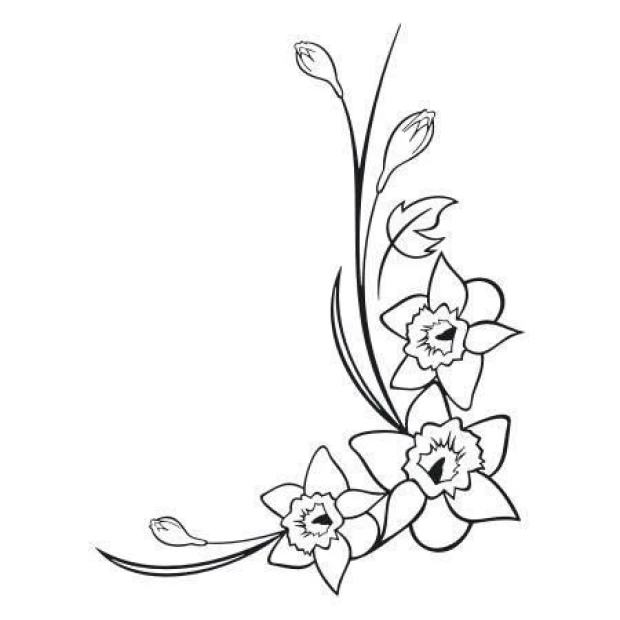 Sticker 03X 08 flowers 1800 - Graphic design. Flowers in shades of black with delicate buds.