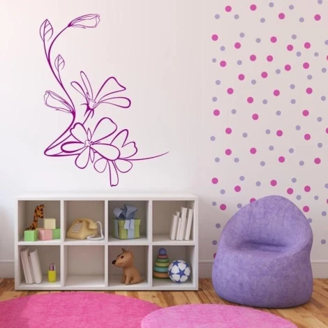Sticker 03X 08 flowers 1801 - Decor for a child\'s room. Light-colored walls with pink dots.