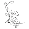 Sticker 03X 08 flowers 1801 - Graphic design featuring flowers and leaves in black outline on a white background.