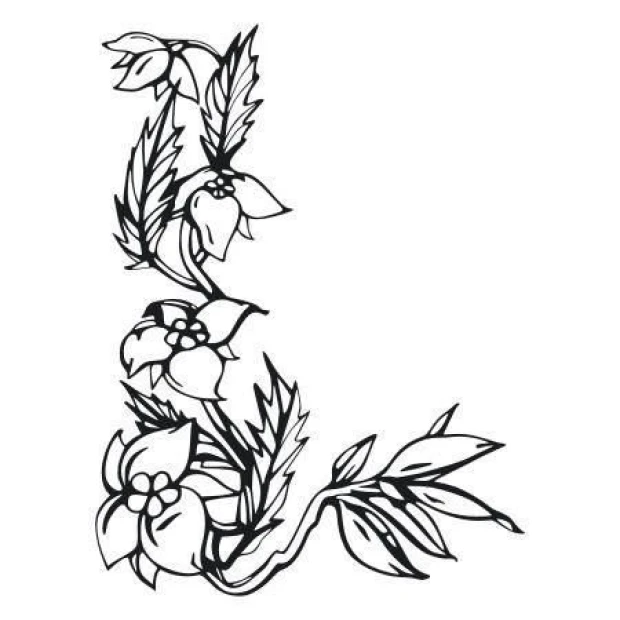 Sticker 03X 08 wildflowers 1778 - Graphic design featuring black flowers and leaves on a white background.