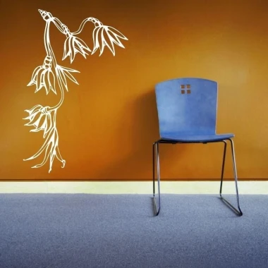 Sticker 03X 09 flowers 1789 - Room arrangement with orange wall, gray floor, and blue chair.