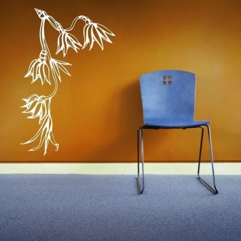 Sticker 03X 09 flowers 1789 - Room arrangement with orange wall, gray floor, and blue chair.