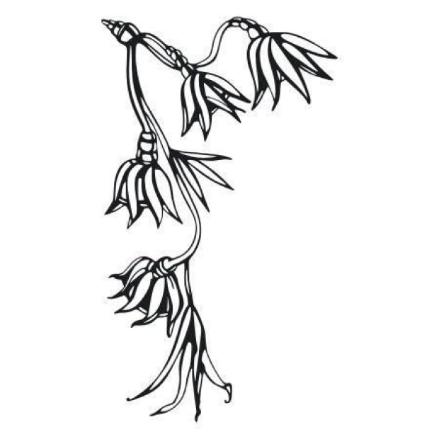 Sticker 03X 09 flowers 1789 - Graphic design featuring a branch with elongated petal flowers.