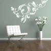 Sticker 03X 09 floral design 1793 - Living room setup with green walls, wooden floor, and modern furniture.