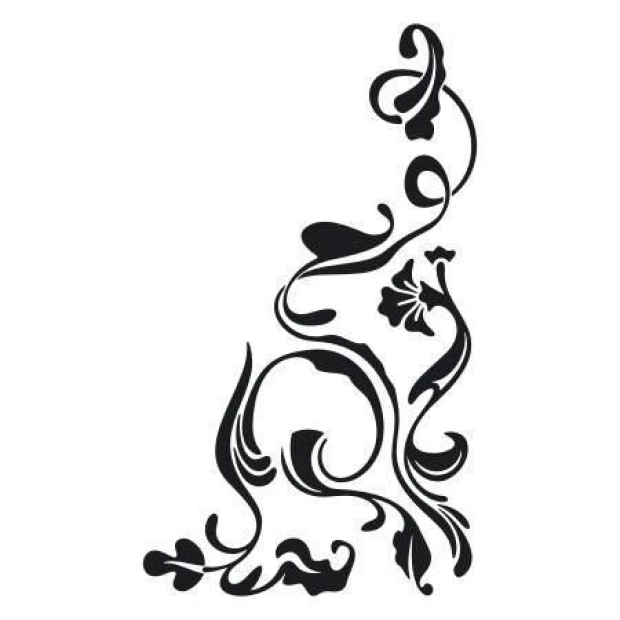 Sticker 03X 09 plant pattern 1793 - Graphic design featuring black stylized plants and flowers.