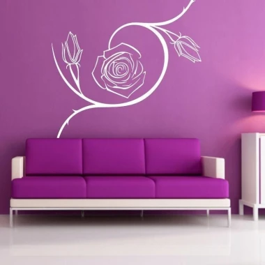 Sticker 03X 12 rose flower 1803 - Living room arrangement. Purple walls, pink sofa.